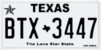 TX license plate BTX3447