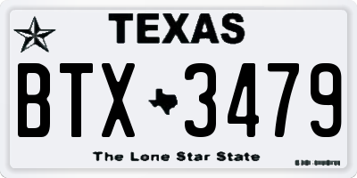 TX license plate BTX3479