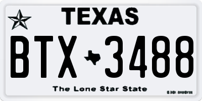 TX license plate BTX3488