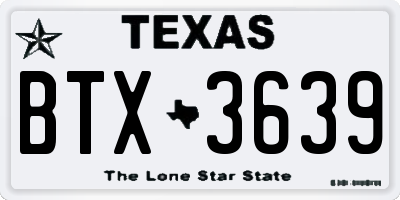 TX license plate BTX3639