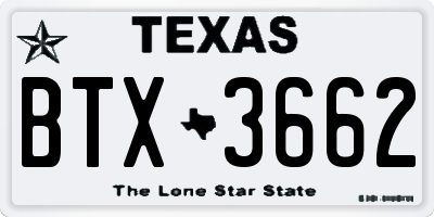 TX license plate BTX3662