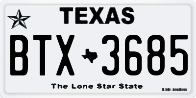TX license plate BTX3685