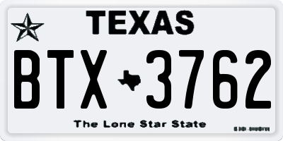 TX license plate BTX3762
