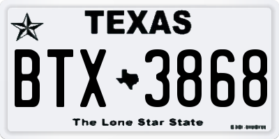 TX license plate BTX3868