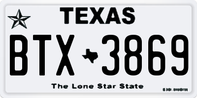 TX license plate BTX3869
