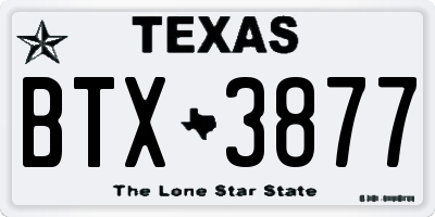 TX license plate BTX3877