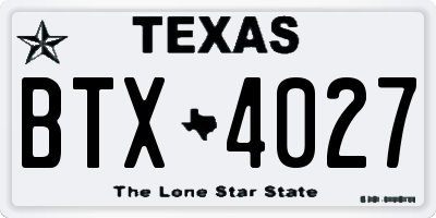 TX license plate BTX4027