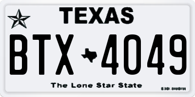 TX license plate BTX4049
