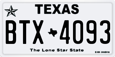 TX license plate BTX4093