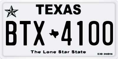 TX license plate BTX4100