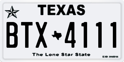 TX license plate BTX4111