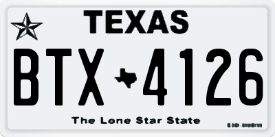 TX license plate BTX4126