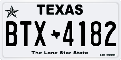 TX license plate BTX4182