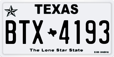TX license plate BTX4193