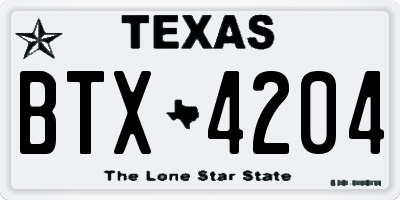 TX license plate BTX4204