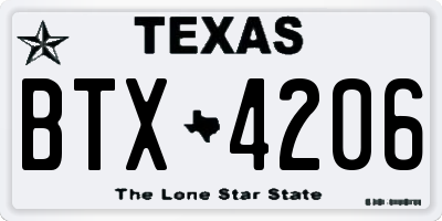 TX license plate BTX4206