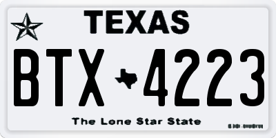 TX license plate BTX4223