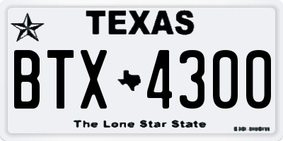 TX license plate BTX4300