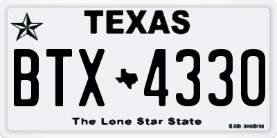 TX license plate BTX4330