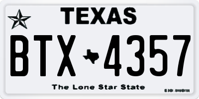TX license plate BTX4357