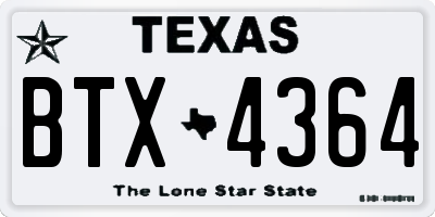 TX license plate BTX4364