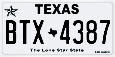 TX license plate BTX4387