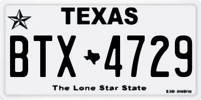 TX license plate BTX4729