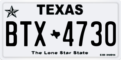 TX license plate BTX4730