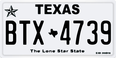 TX license plate BTX4739