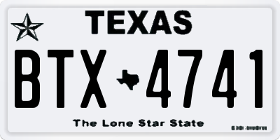 TX license plate BTX4741