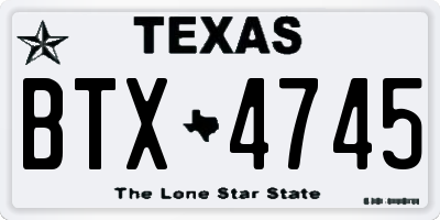 TX license plate BTX4745
