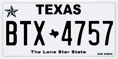 TX license plate BTX4757