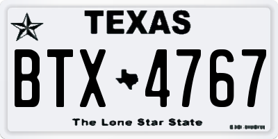 TX license plate BTX4767