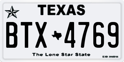 TX license plate BTX4769