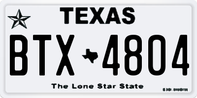 TX license plate BTX4804