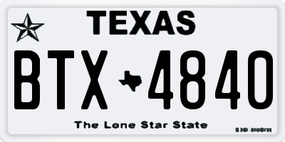 TX license plate BTX4840