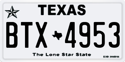 TX license plate BTX4953