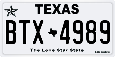 TX license plate BTX4989