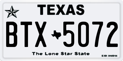 TX license plate BTX5072
