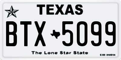TX license plate BTX5099