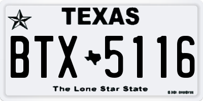 TX license plate BTX5116