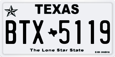 TX license plate BTX5119