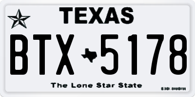 TX license plate BTX5178