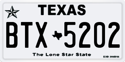 TX license plate BTX5202