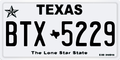 TX license plate BTX5229