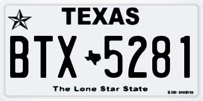 TX license plate BTX5281