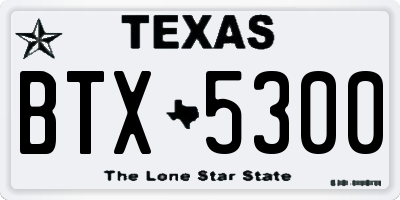 TX license plate BTX5300