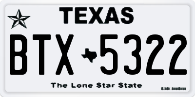 TX license plate BTX5322