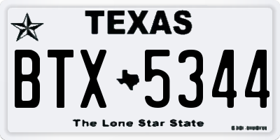 TX license plate BTX5344