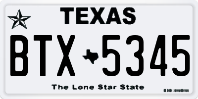 TX license plate BTX5345